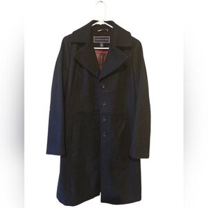 Tommy Hilfiger Size S Black Wool Blend Long Button Up Peacoat